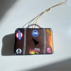 Travel-Themed Glass Suitcase Ornament